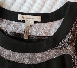 BCBGeneration Black and White Blouse with Scoop Neck